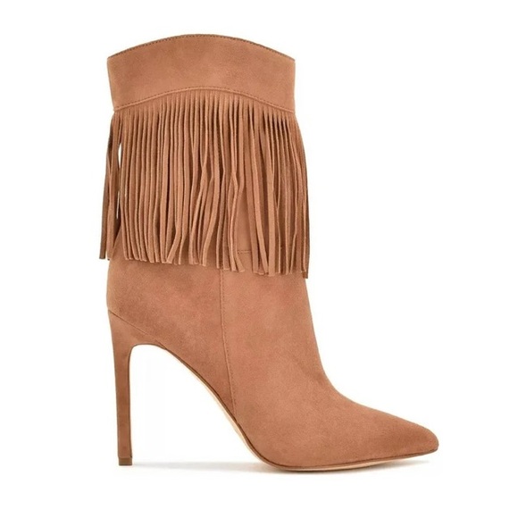 Nine West Tries Pointed Toe Ankle Booties Cognac Suede Size 10 - Picture 2 of 11